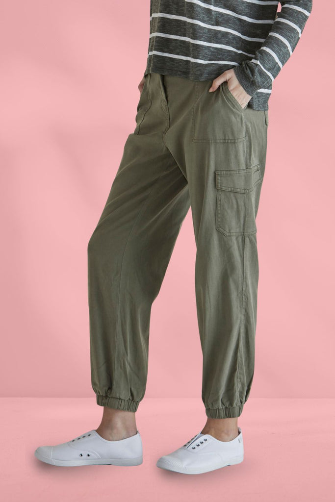 Betty Basics Lacey Lyocell Cargo Joggers Khaki From BoxHill