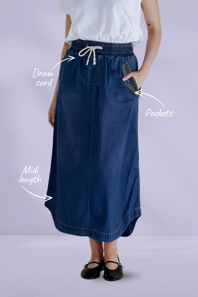 Betty Basics Lizbeth Denim Skirt Blue Wash From BoxHill
