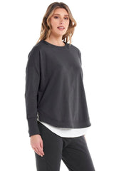 Betty Basics Lucy French Terry Sweat Gunmetal From BoxHill