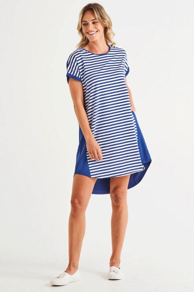 Betty Basics Maxine TShirt Dress Ocean Stripe Boxhill