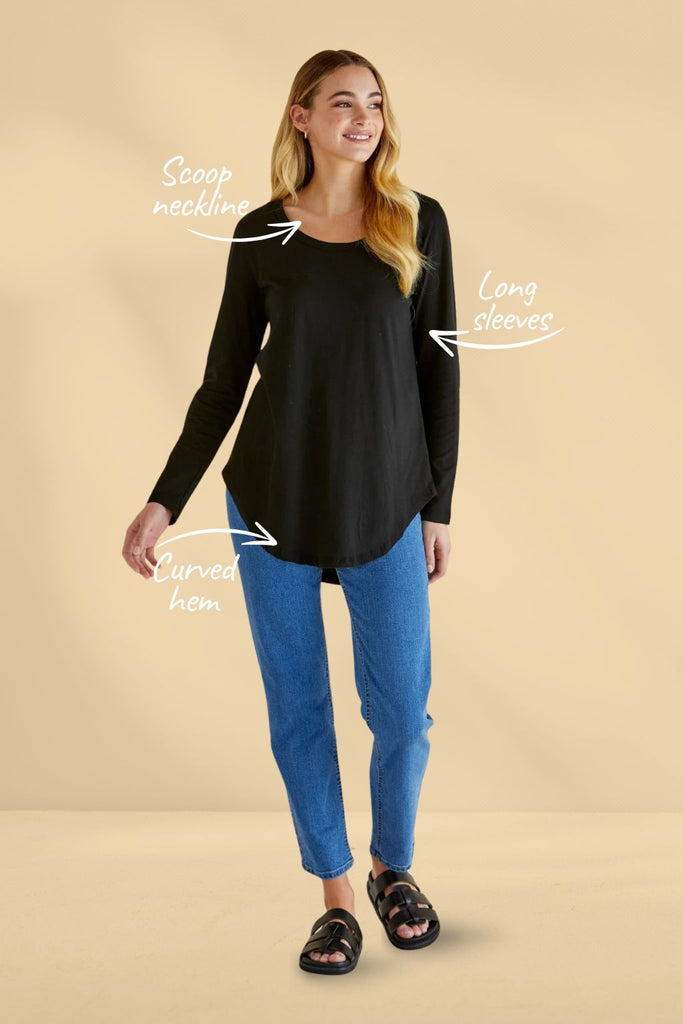 Betty Basics Megan Long Sleeve Top Black From BoxHill