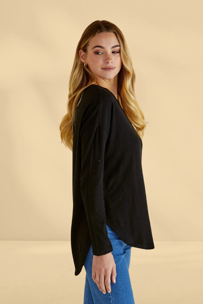 Betty Basics Megan Long Sleeve Top Black From BoxHill