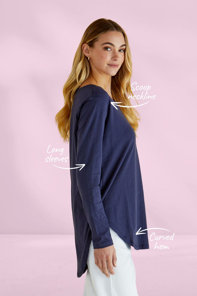 Betty Basics Megan Long Sleeve Top Navy From BoxHill