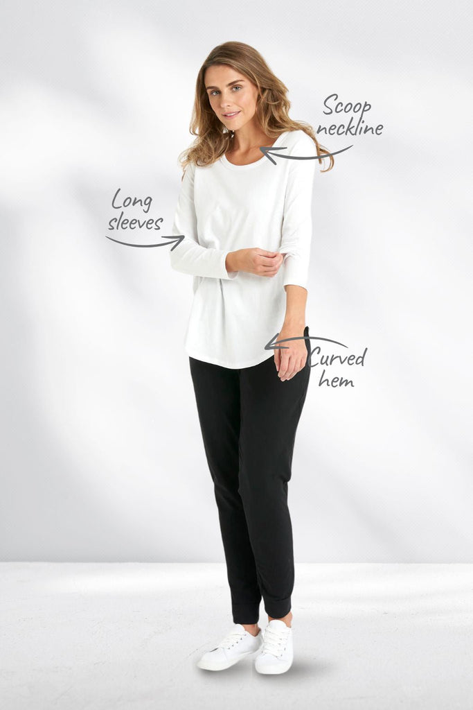 Betty Basics Megan Long Sleeve Top White From BoxHill