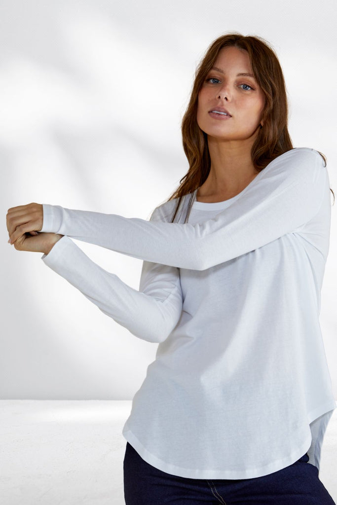 Betty Basics Megan Long Sleeve Top White From BoxHill