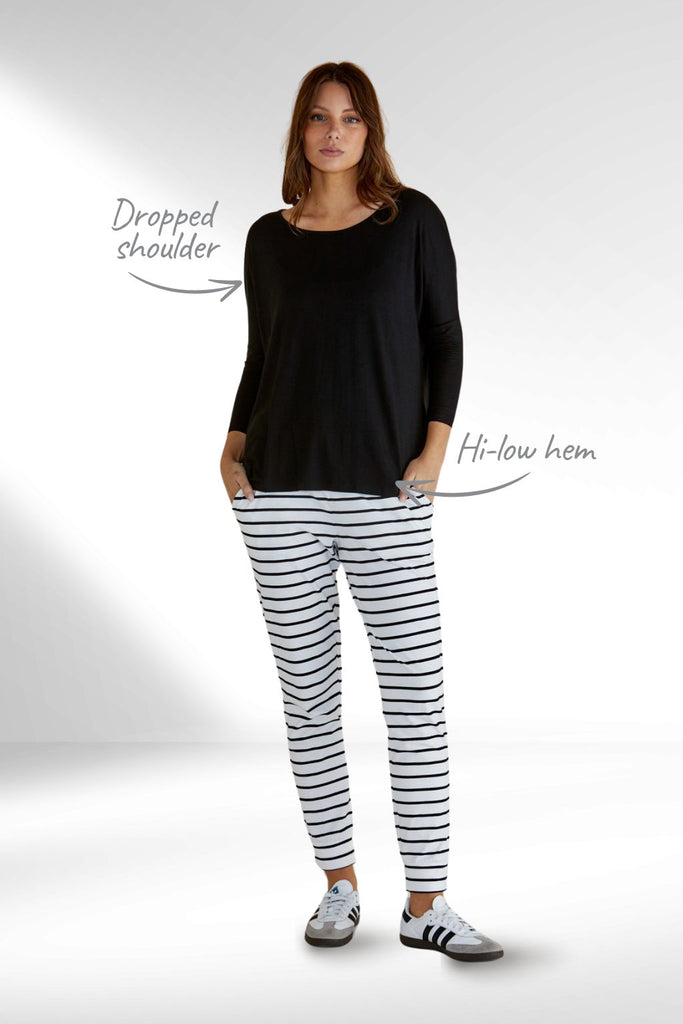 Betty Basics Milan 3/4 Sleeve Top Black From BoxHill