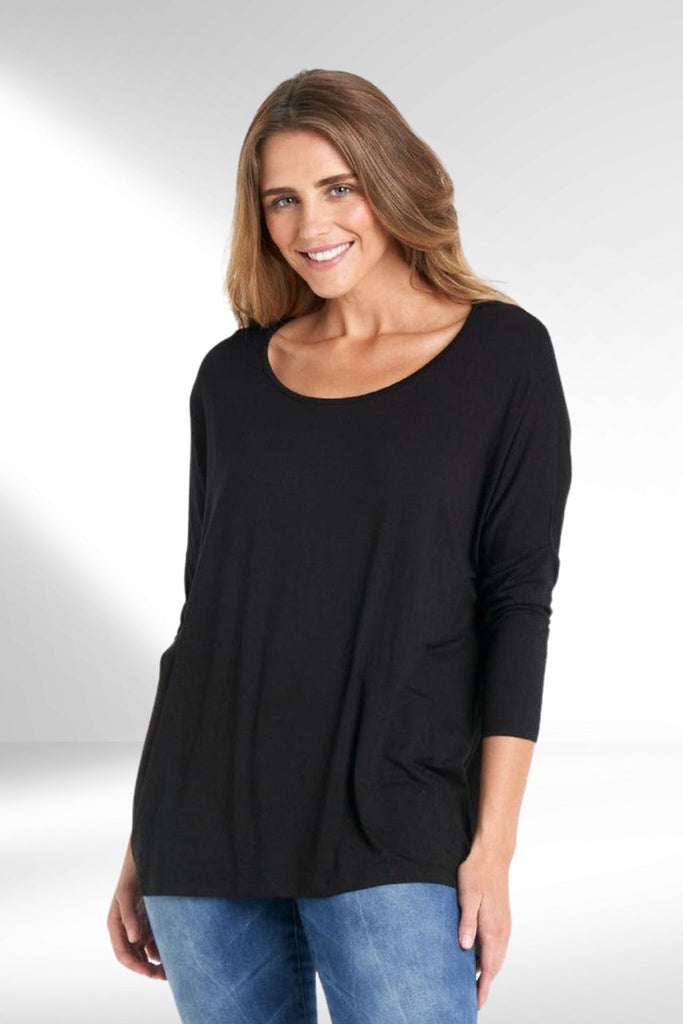 Betty Basics Milan 3/4 Sleeve Top Black From BoxHill