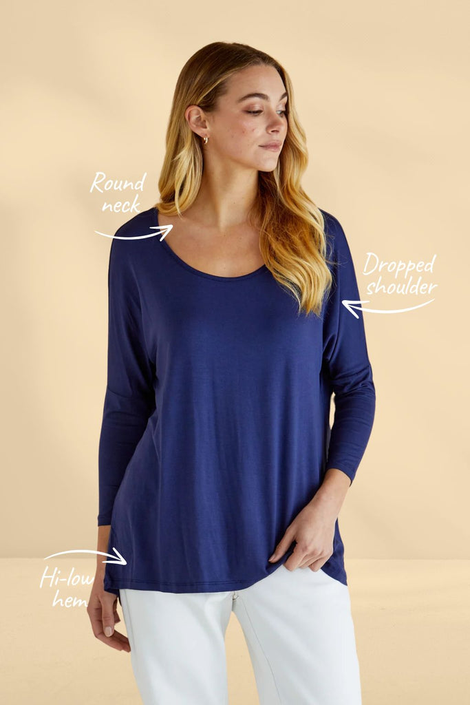 Betty Basics Milan 3/4 Sleeve Top Navy From BoxHill