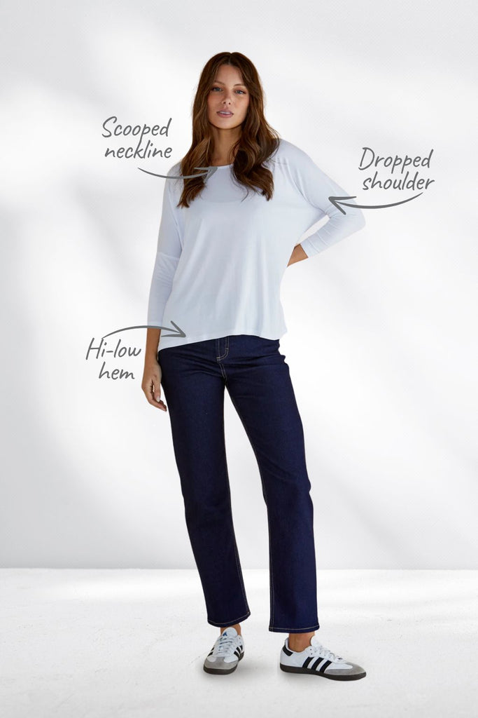 Betty Basics Milan 3/4 Sleeve Top White From BoxHill