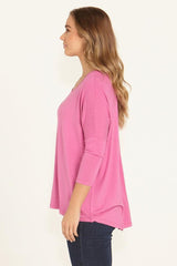 Betty Basics Milan 3/4 Sleeve Top Winter Pink From BoxHill