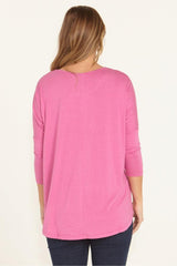 Betty Basics Milan 3/4 Sleeve Top Winter Pink From BoxHill