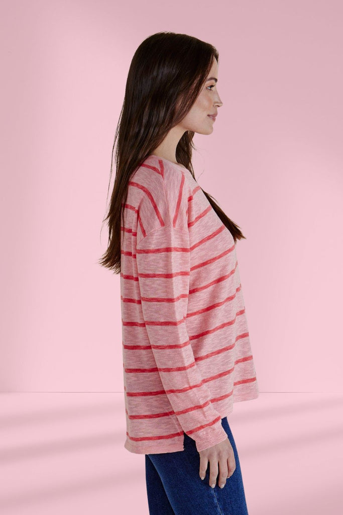 Betty Basics Natasha Knit Top Pink Stripe From BoxHill