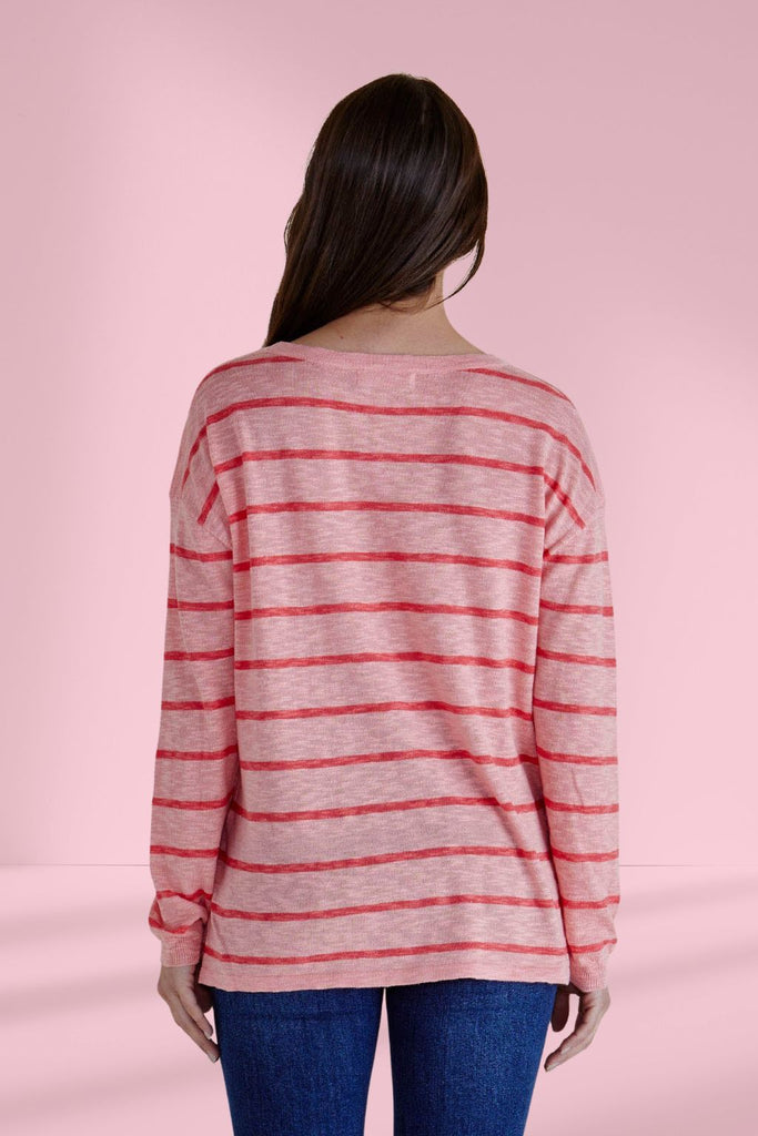 Betty Basics Natasha Knit Top Pink Stripe From BoxHill