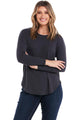 Betty Basics Oxford Ribbed Long Sleeve Steel From BoxHill