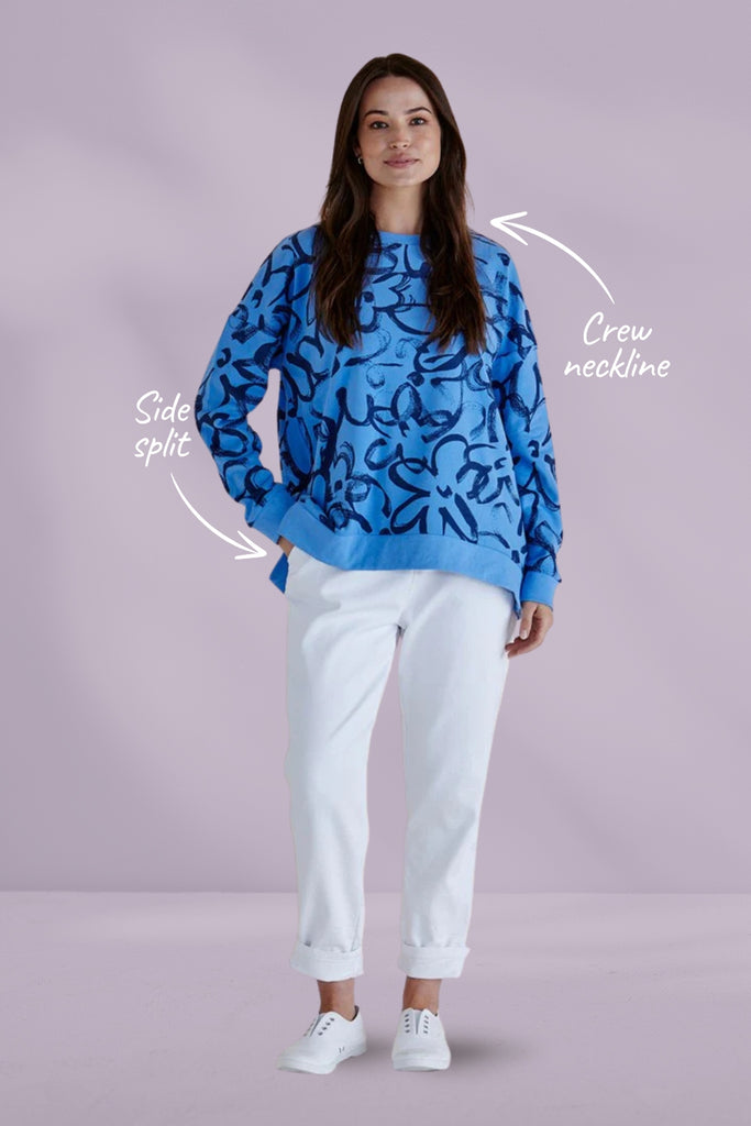 Betty Basics Palma Sweat Blue Floral From BoxHill