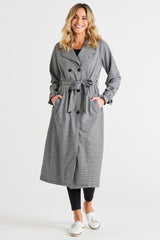 Betty Basics Ponte Trench Coat Black Houndstooth From BoxHill