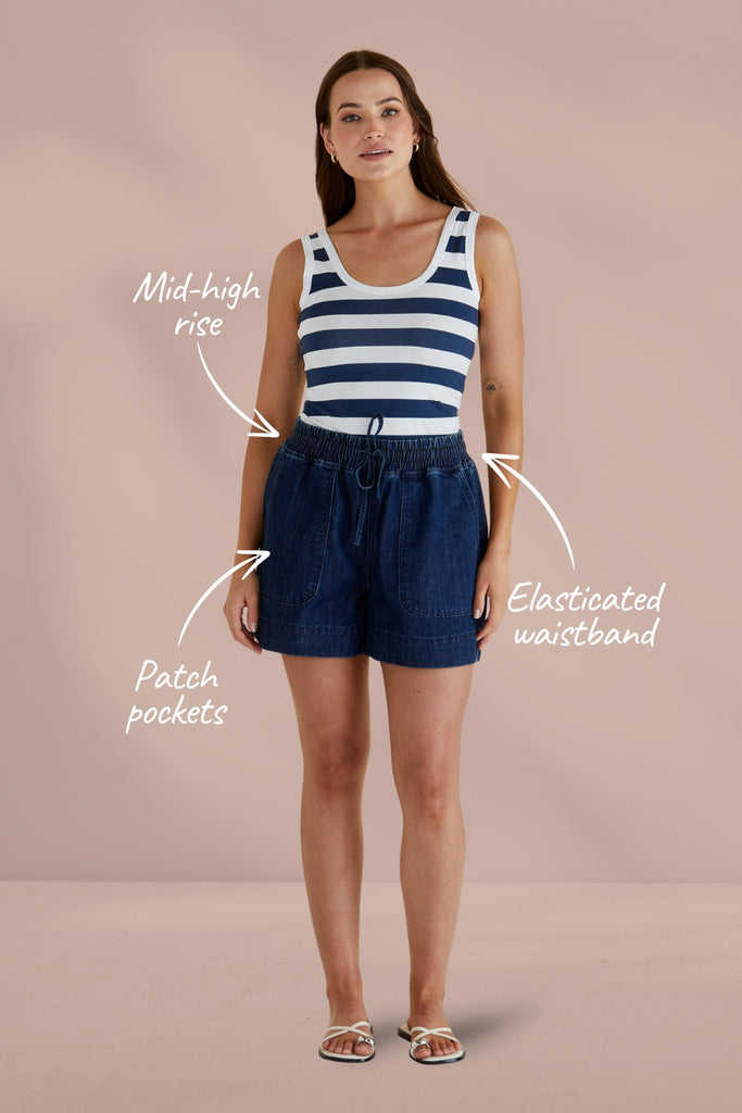 Betty Basics Relax Denim Shorts Dark Blue From BoxHill