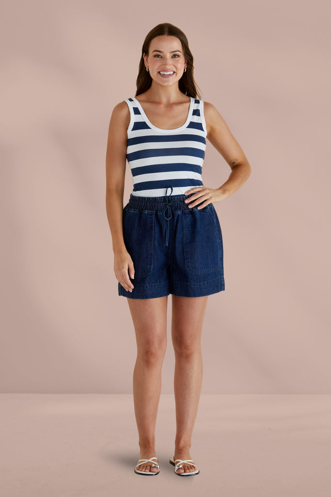 Betty Basics Relax Denim Shorts Dark Blue From BoxHill