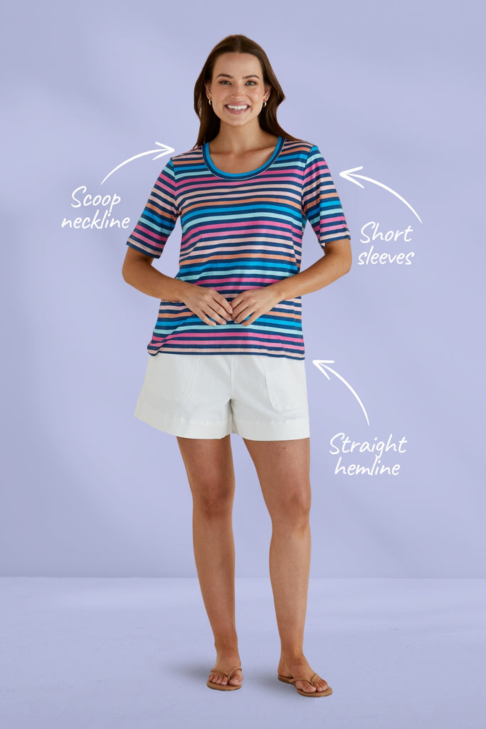Betty Basics Riley Tee Multi Stripe From BoxHill