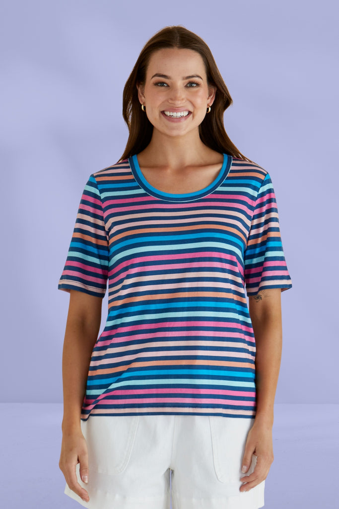 Betty Basics Riley Tee Multi Stripe From BoxHill