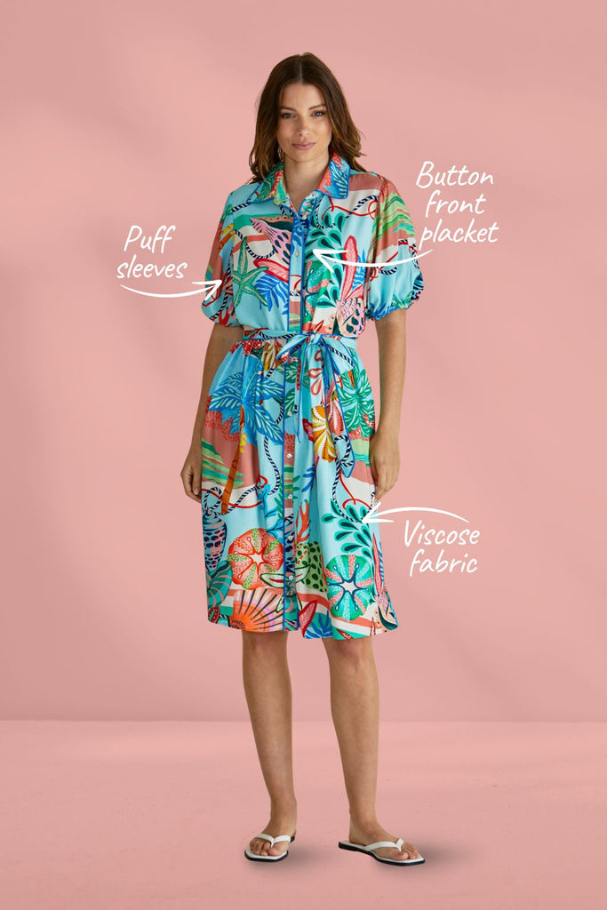 Betty Basics Rio Reef Dress Reef Print Blue From BoxHill