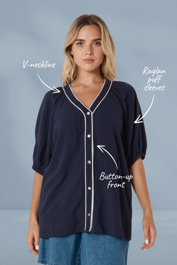 Betty Basics Rio Reef Shirt Navy From BoxHill