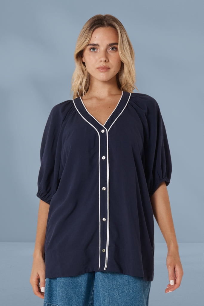 Betty Basics Rio Reef Shirt Navy From BoxHill