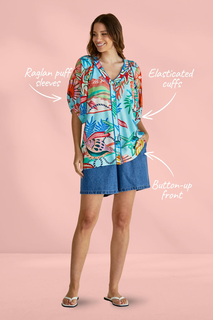 Betty Basics Rio Reef Shirt Reef Print Blue From BoxHill