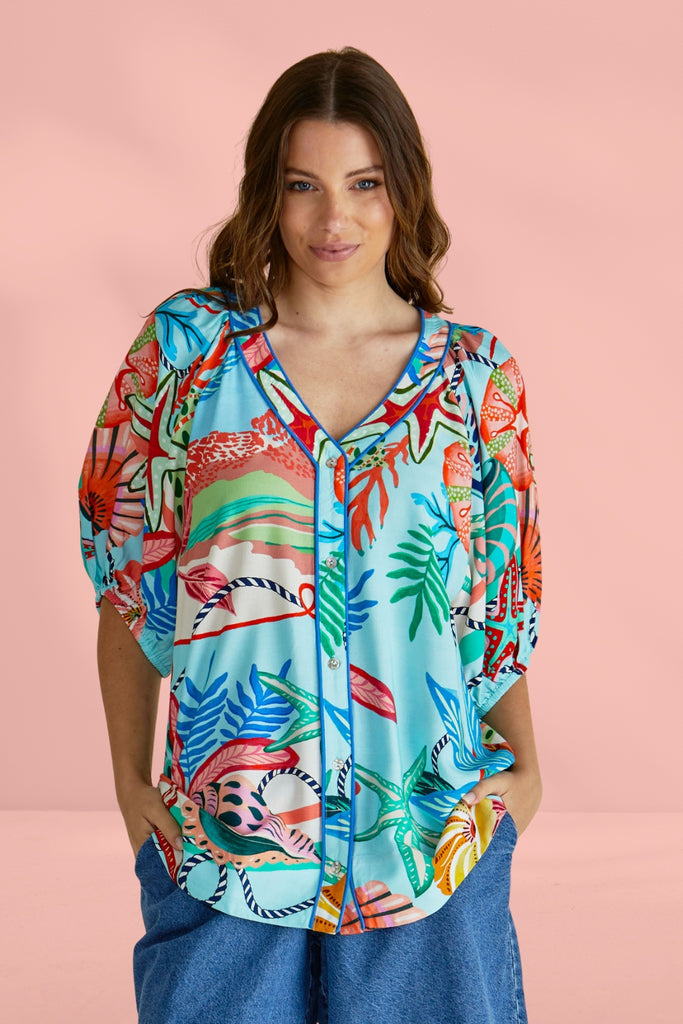 Betty Basics Rio Reef Shirt Reef Print Blue From BoxHill
