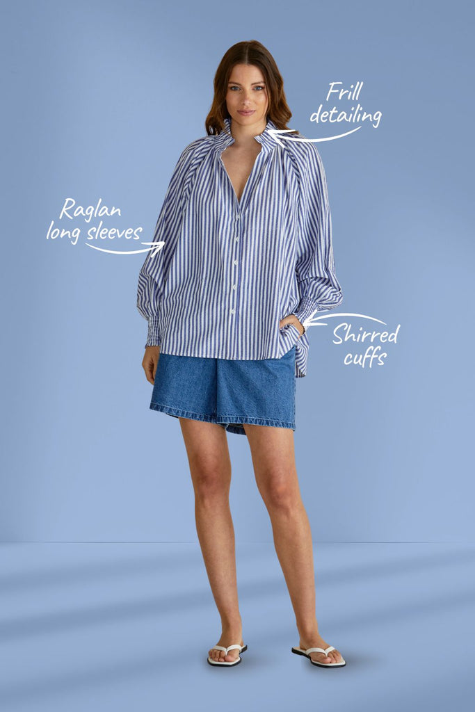 Betty Basics Romi Shirt Navy Stripe From BoxHill