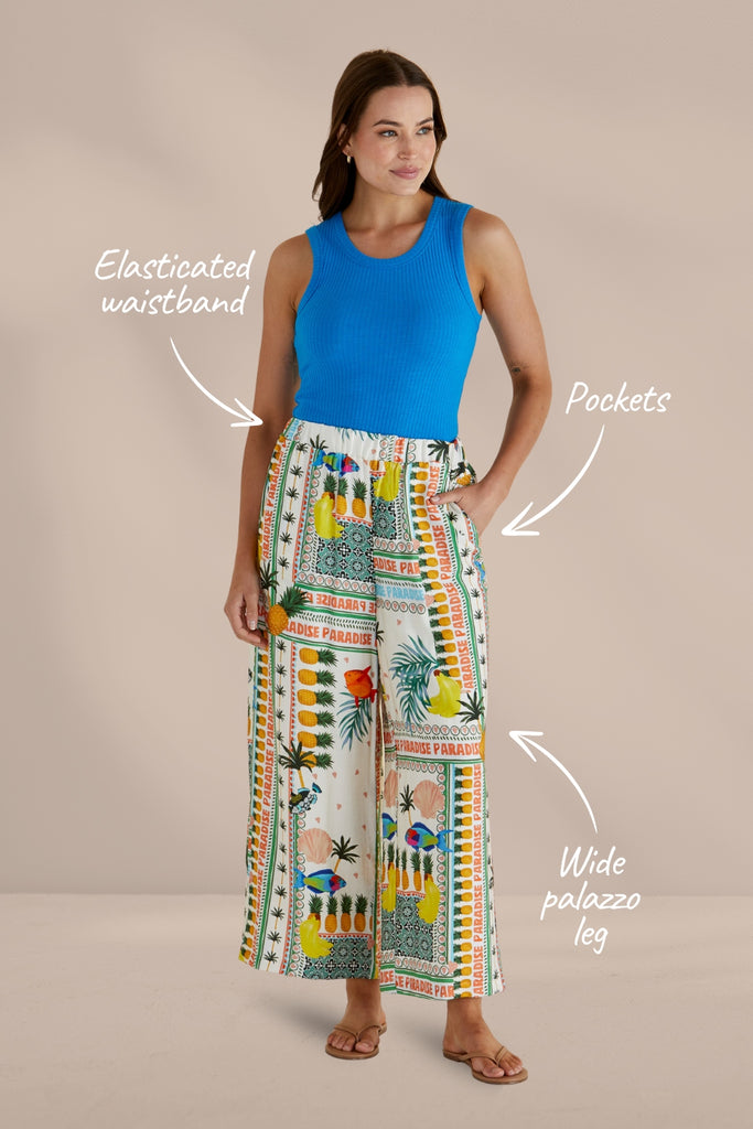 Betty Basics Sable Wide Leg Pants Paradise Print Multi From BoxHill