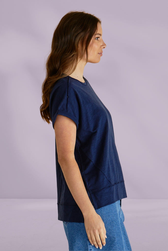 Betty Basics Shirley Short Sleeve Tee Navy From BoxHill
