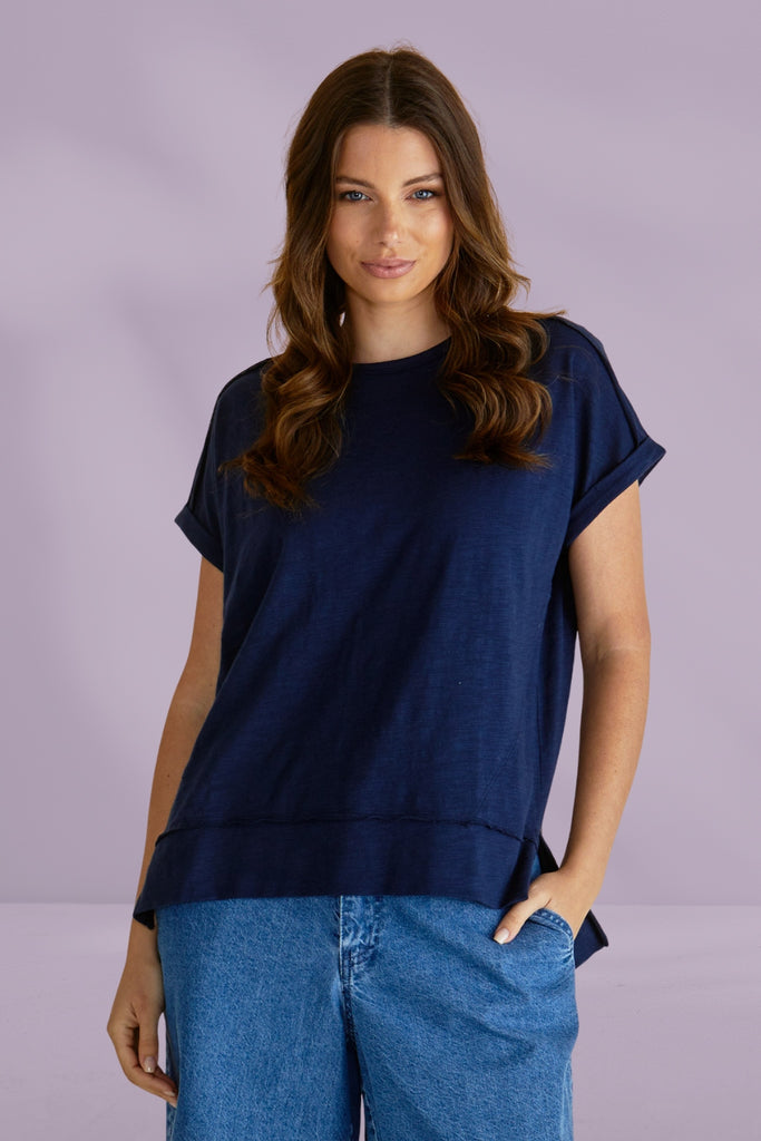 Betty Basics Shirley Short Sleeve Tee Navy From BoxHill
