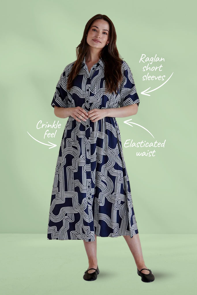 Betty Basics Skye Dress Navy Geo From BoxHill