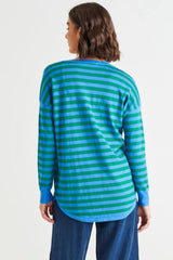 Betty Basics Sophie Knit Jumper Green Blue Stripe From BoxHill