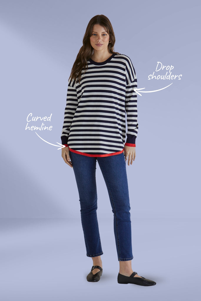 Betty Basics Sophie Knit Jumper Navy Stripe From BoxHill