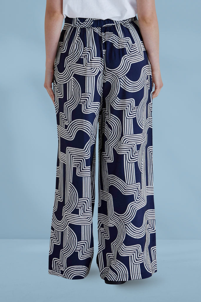 Betty Basics Zander Pants Navy Geo From BoxHill