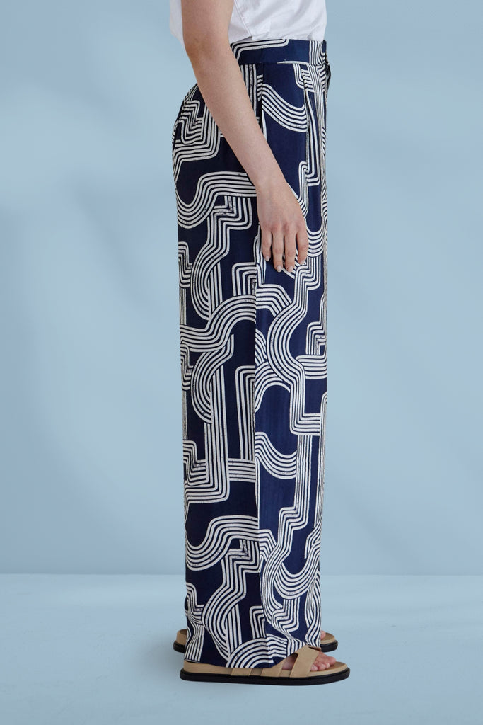 Betty Basics Zander Pants Navy Geo From BoxHill