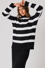 Cartel & Willow Ariel Knit Sweater Black White Stripe From BoxHill