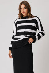 Cartel & Willow Ariel Knit Sweater Black White Stripe From BoxHill