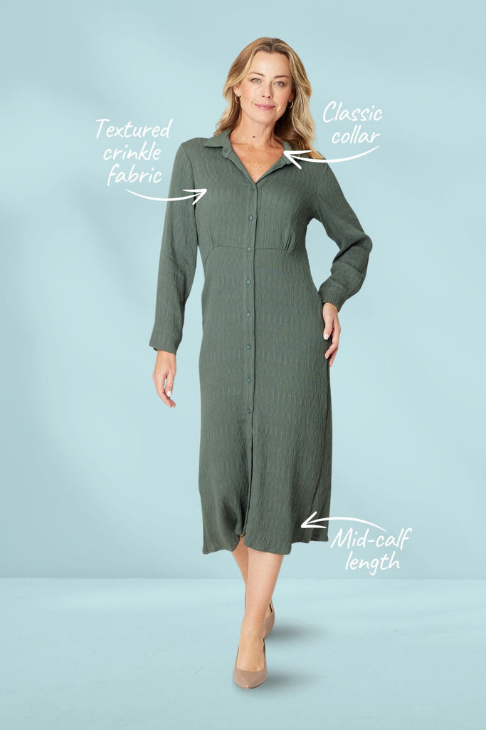 Cordelia St Crinkle Dress Forest From BoxHill