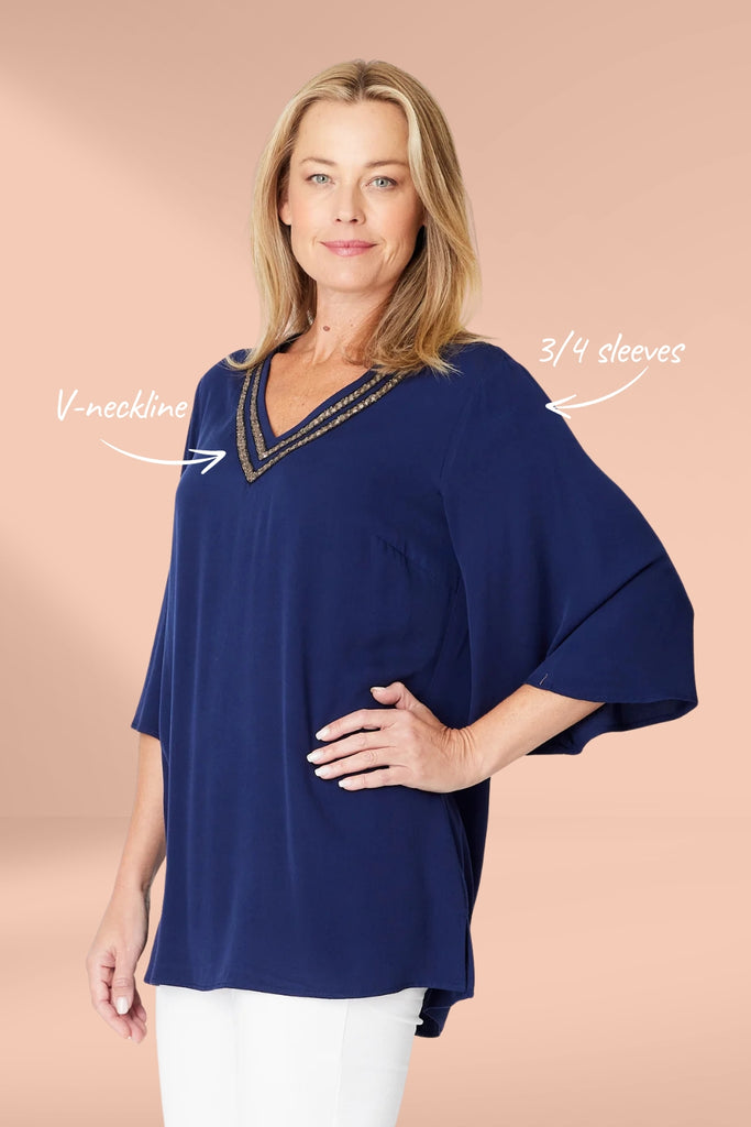 Cordelia St Florida Kaftan Core Tunic Navy From BoxHill