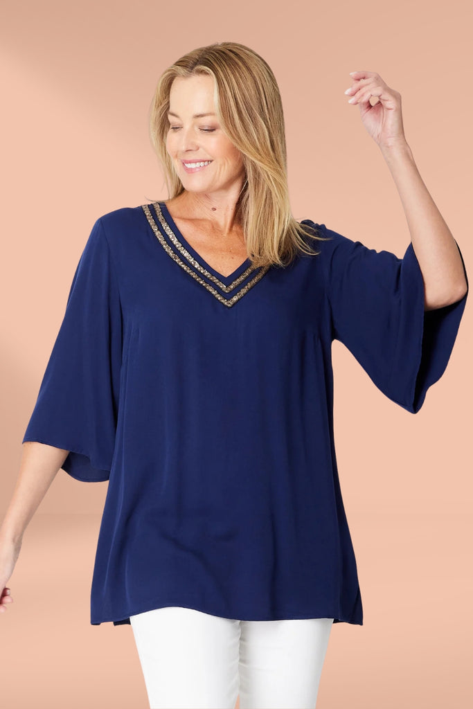 Cordelia St Florida Kaftan Core Tunic Navy From BoxHill