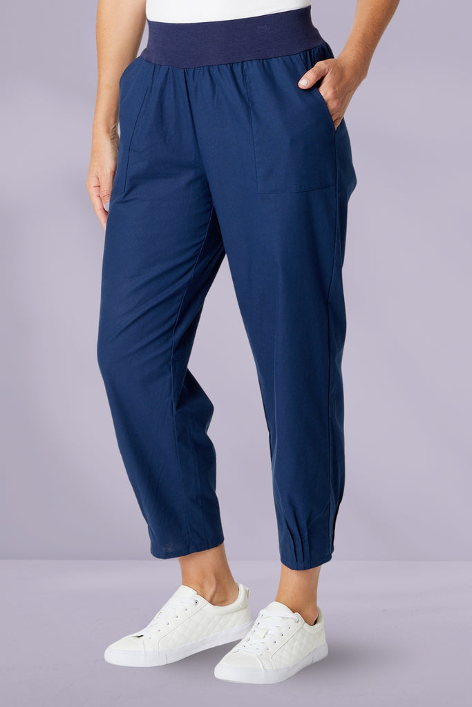 Cordelia St Linen Comfort Pants Navy From BoxHill
