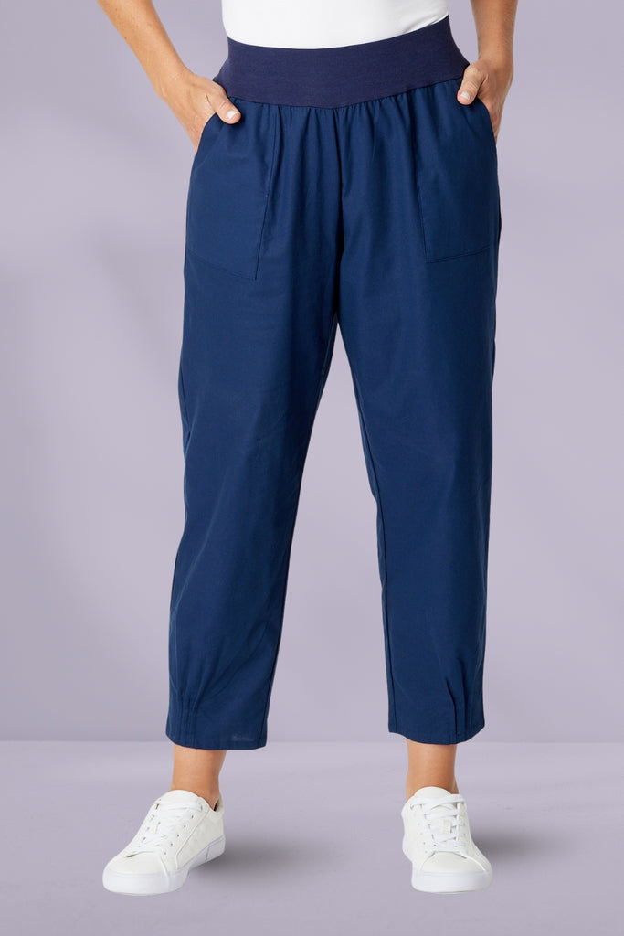 Cordelia St Linen Comfort Pants Navy From BoxHill