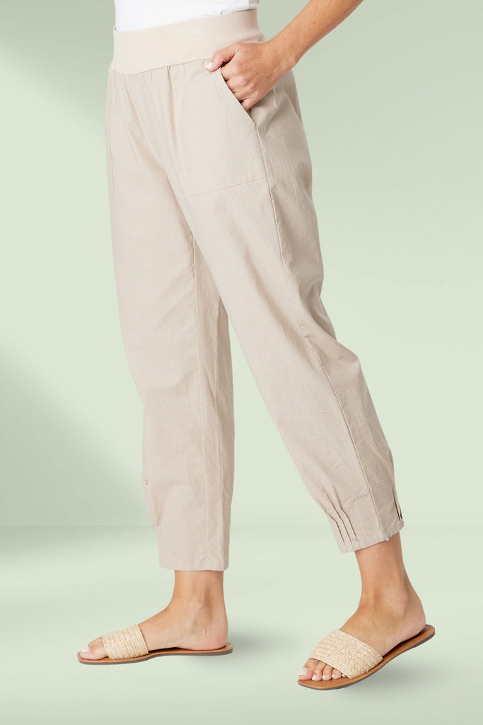 Cordelia St Linen Comfort Pants Sand From BoxHill