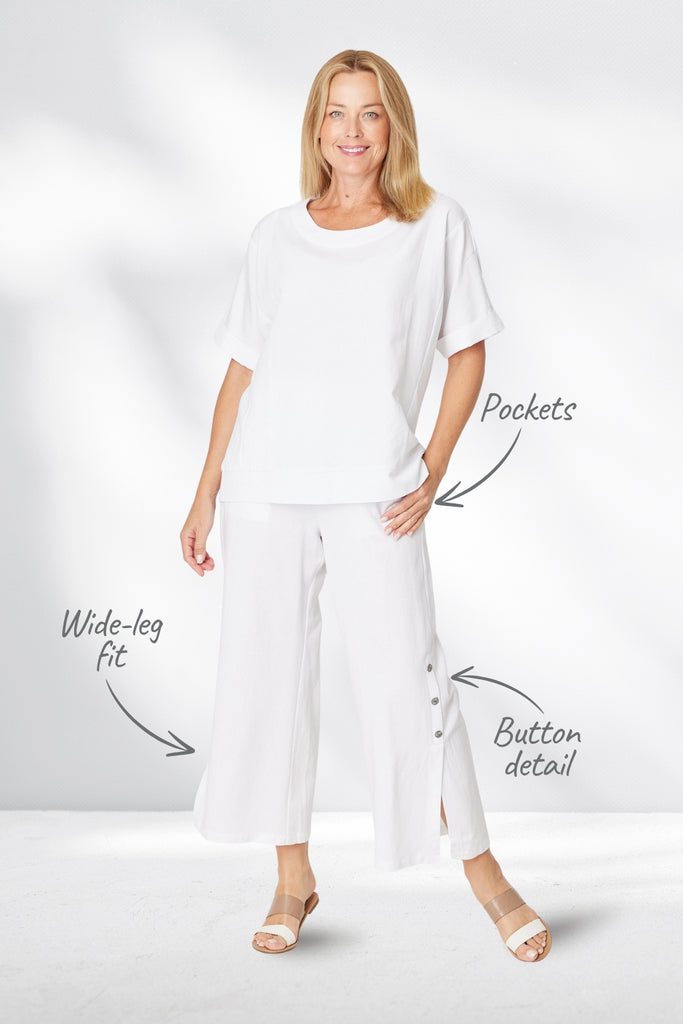 Cordelia St Linen Shores Pants White From BoxHill