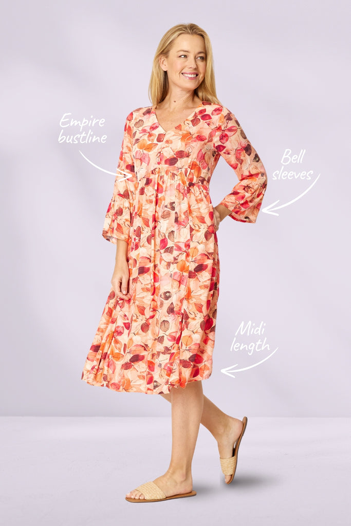 Cordelia St Rachael Bell Sleeve Dress Coral From BoxHill