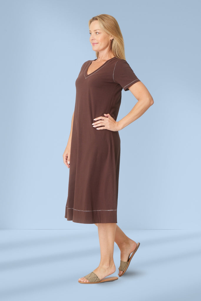 Cordelia St Short Sleeve Contrast Dress Chocolate From BoxHill