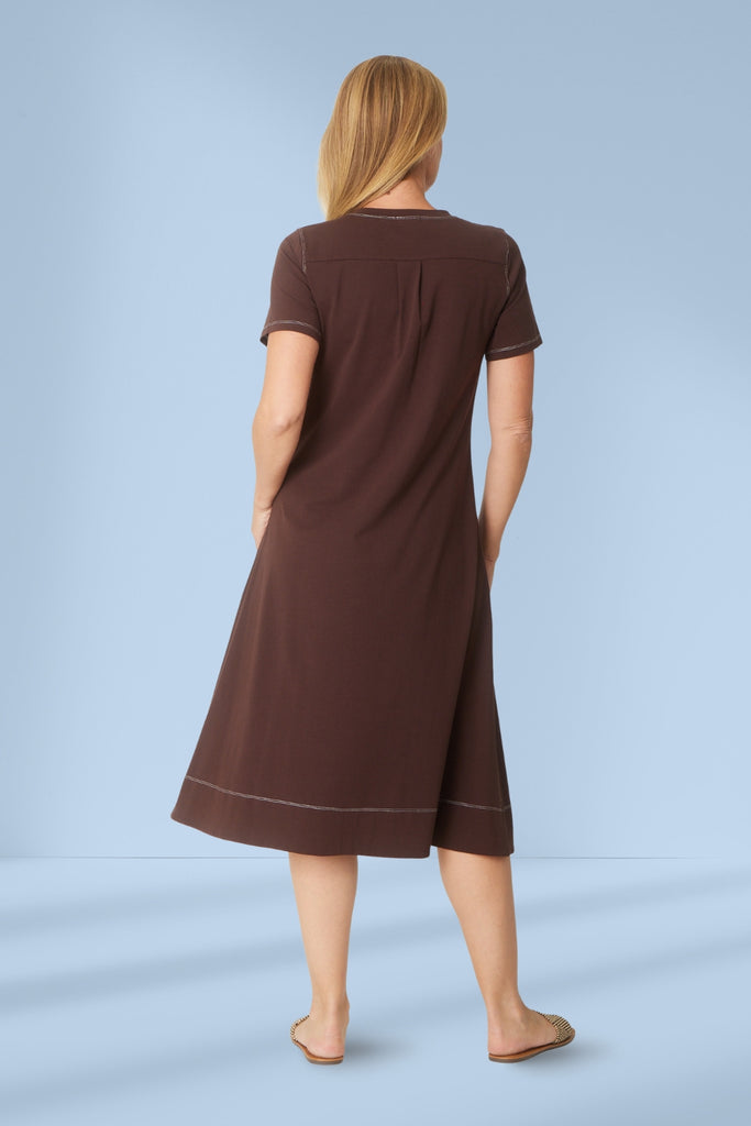 Cordelia St Short Sleeve Contrast Dress Chocolate From BoxHill